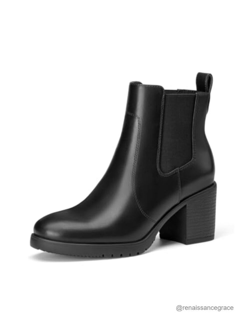 Women's Slip On Faux Leather Chelsea Ankle Boots Chunky Heel